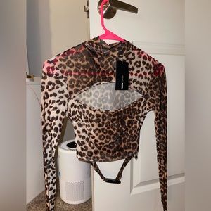 Fashion nova leopard sheer festival top